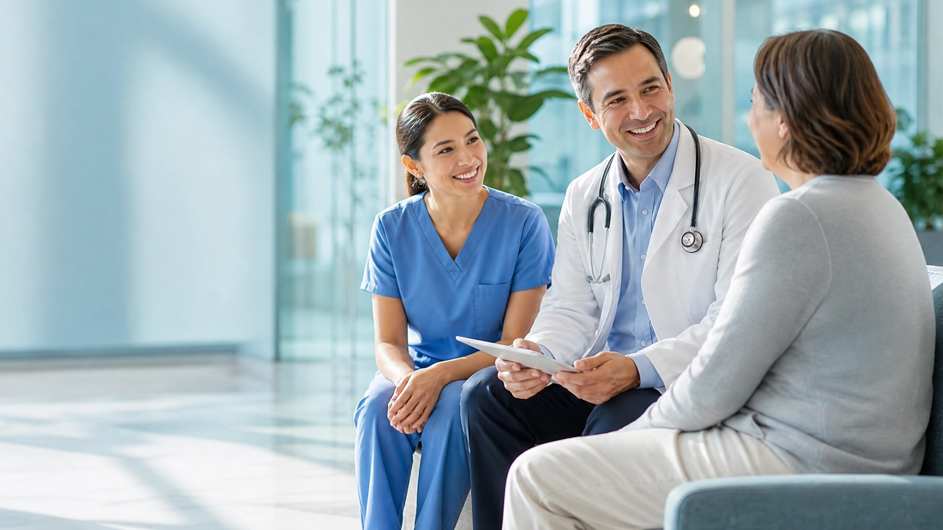A doctor and nurse consulting with a patient at Carindale Doctors